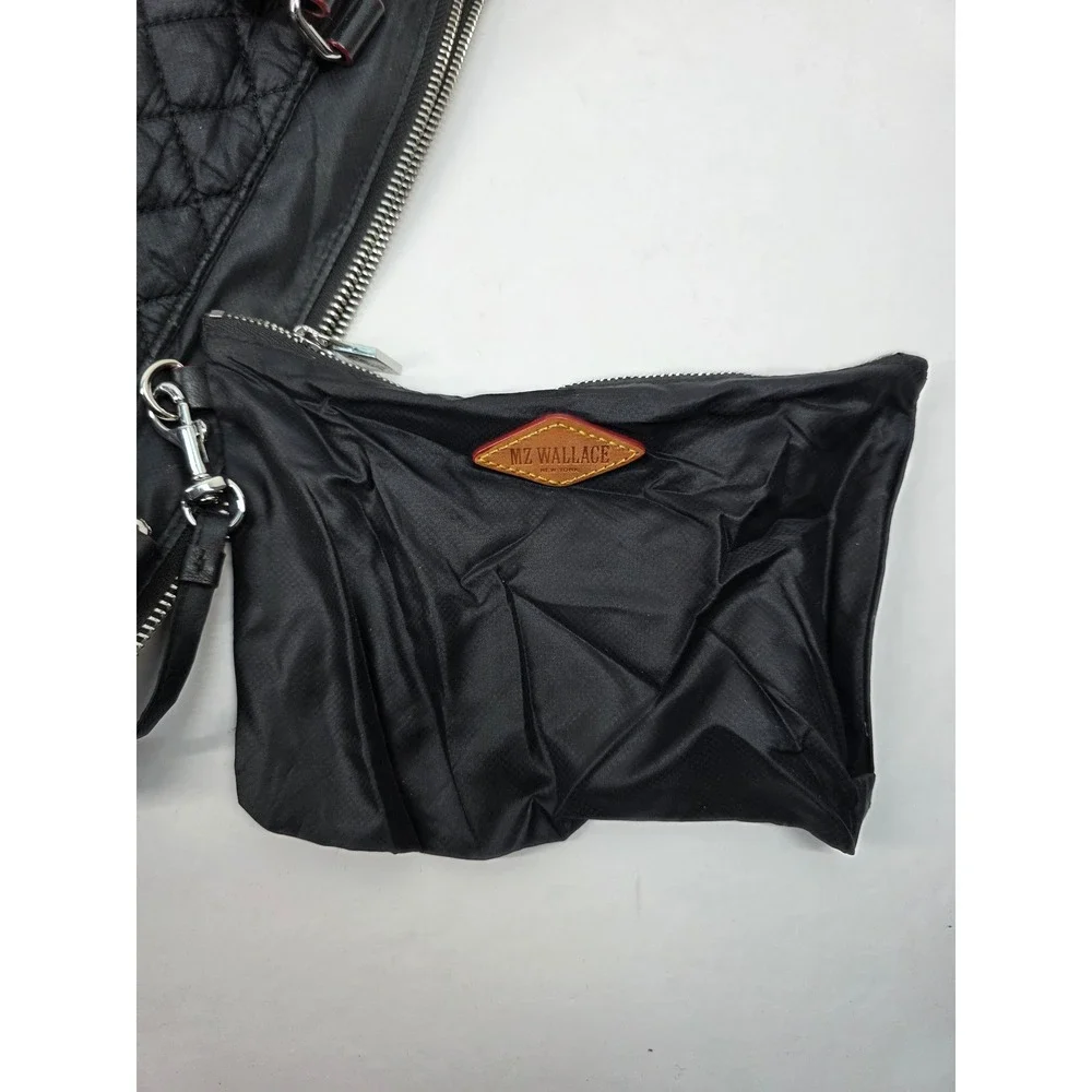 MZ Wallace‎ Crosby Black Quilted Nylon Tote, Shoulder Bag Convertible Crossbody - Picture 3 of 7